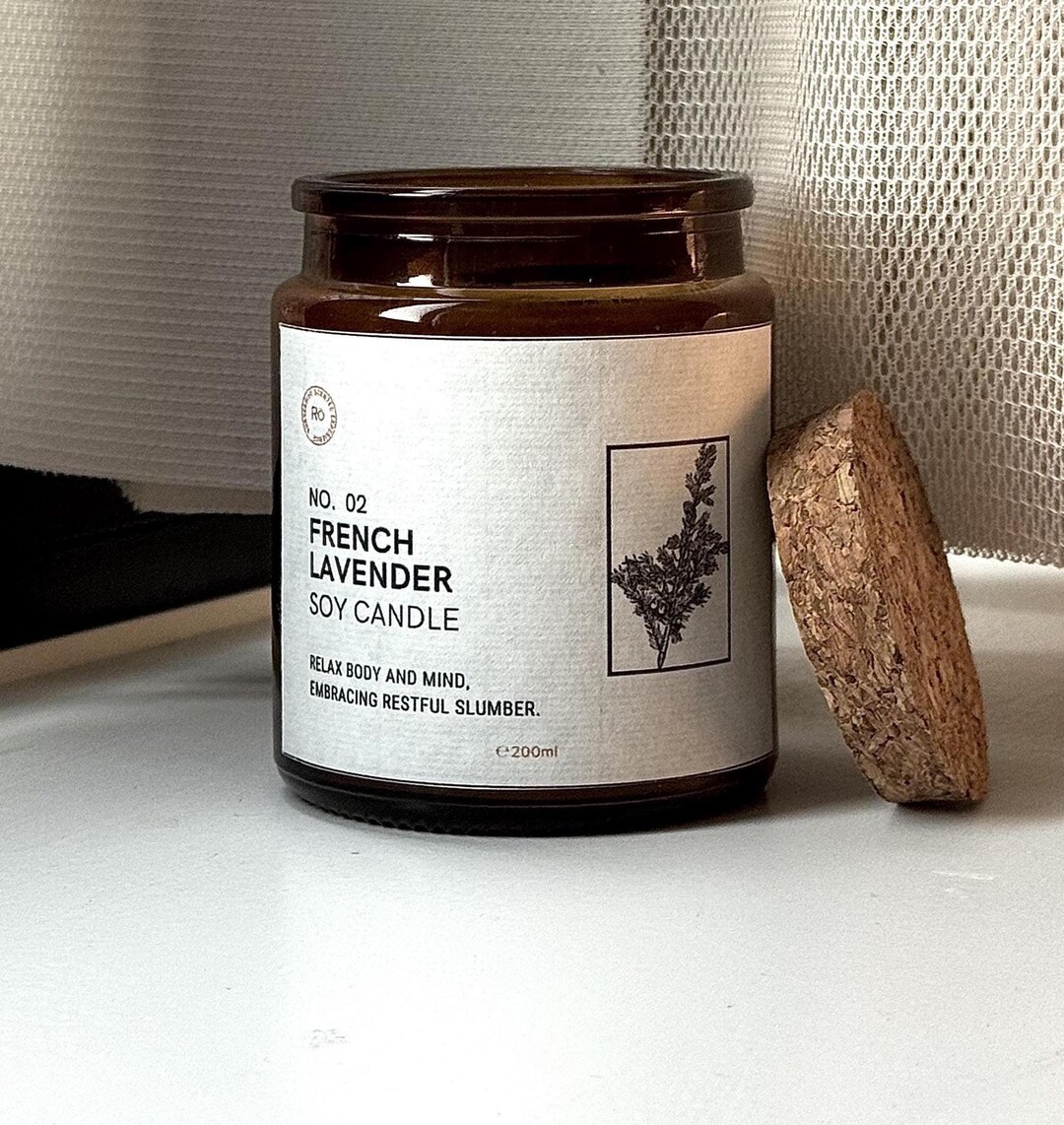 Provence Lavender & Amber Scented Candle 200g Long-Lasting Fragrance Aromatic Home Decor