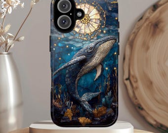 Funda para teléfono con diseño de ballena en vitral: Tema submarino para iPhone, Samsung, Google Pixel