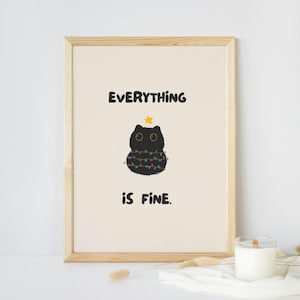 Cat Christmas Wall art, Digital Print, Cute Christmas Poster, Printable Wall Art, Christmas Decor
