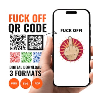 Middle Finger Fuck Off Message QR Code Download. Printable 3 colors svg/png/pdf. Funny Prank. For Shirts, Sweaters, Stickers, and Hoodies.