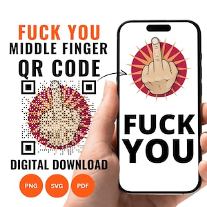 Middelvinger Fuck You QR-code: grappig grapbericht (digitale download)
