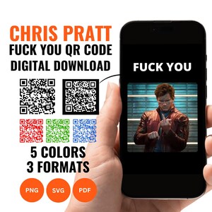 Chris Pratt Middle Finger Fuck You QR Code (Digital Download)