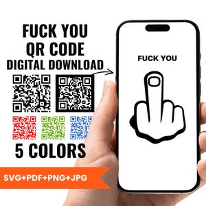 Middelvinger Fuck You QR Code Prank, grappige Svg/Png/Pdf/Jpg (digitale download)