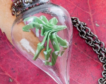 Pendant origami spiders in drop shaped glass globe -choose yours