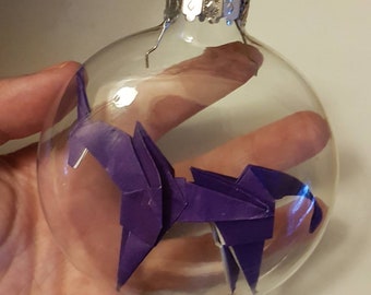 Christmas origami unicorn ornament -made to order