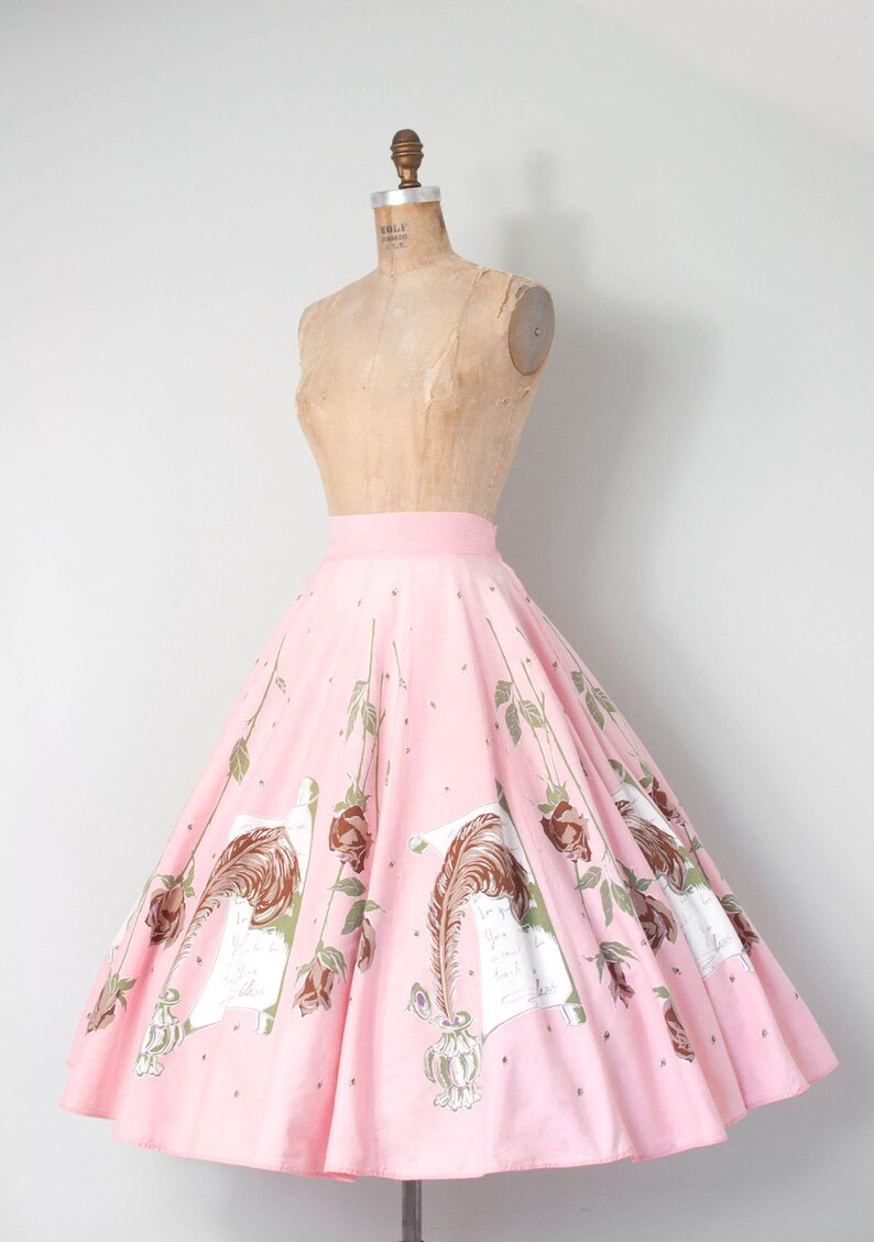 Vintage 1950s skirt 50s love letters novelty print skirt Etsy