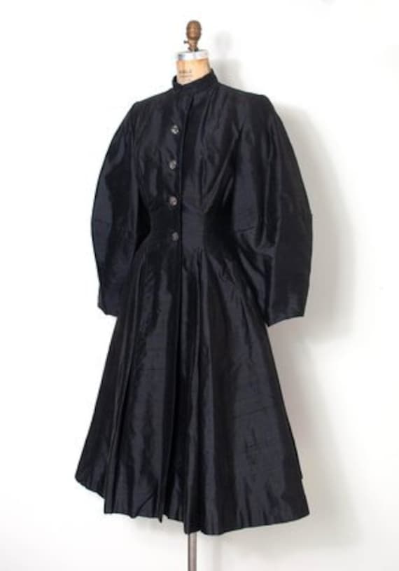 Vintage 1940s Silk Shantung Princess Coat | XS/S - image 3