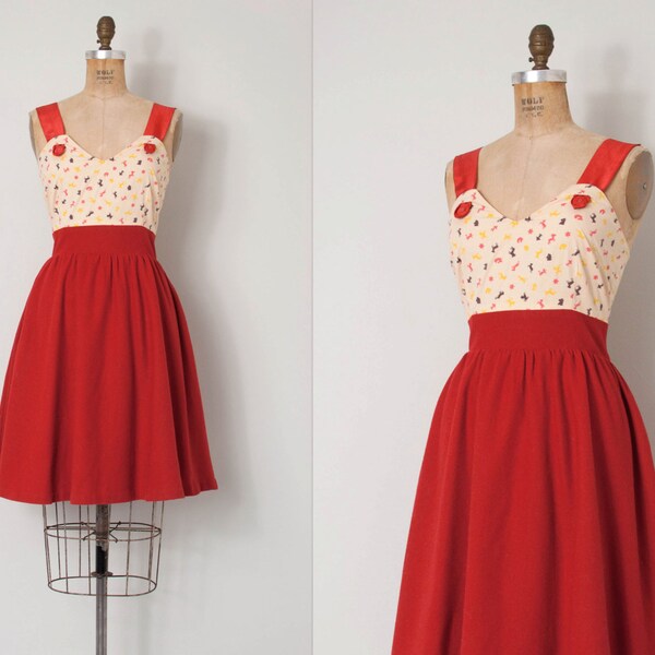 vintage 1960s does the 1940s dress / novelty print dress / Menagerie