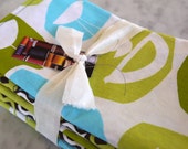 Organic cotton napkins mod bird and fish patterns double sided