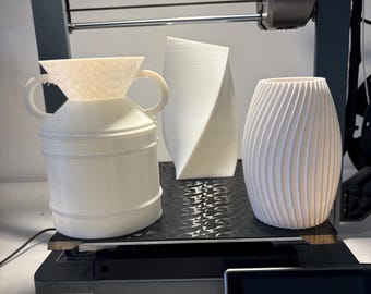 Pacchetto STL per stampa 3D di vasi: onda, vortice, quadrato (download digitale)