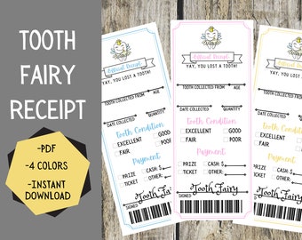 Tooth Fairy Receipt - INSTANT DOWNLOAD