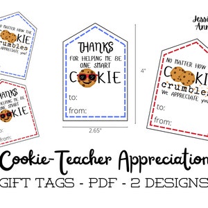 COOKIE TEACHER APPRECIATION - Smart Cookie - Gift Tag - Student - pdf