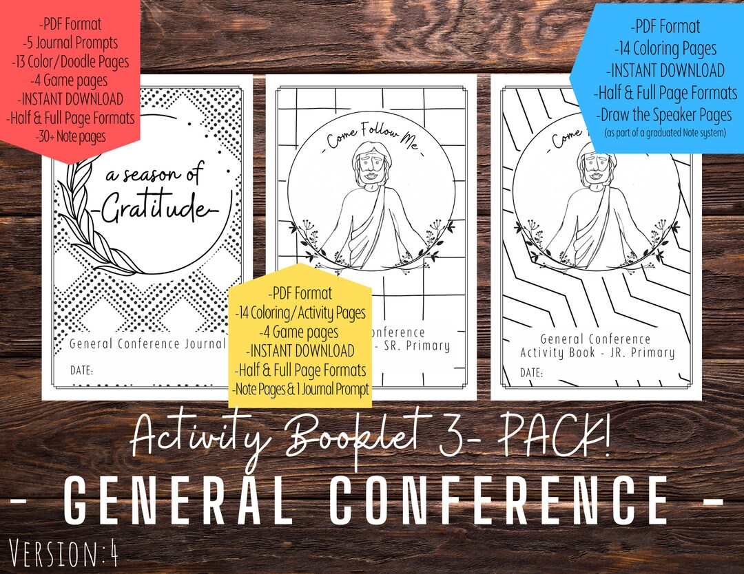 General Conference Activity Packet: Jr, Sr, Youth & Adult (3-pack ...