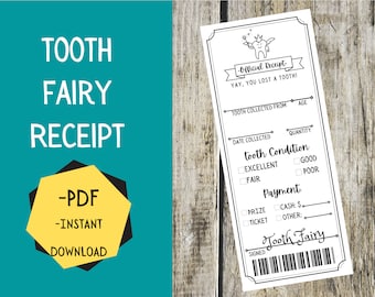 Tooth Fairy Receipt - INSTANT DOWNLOAD