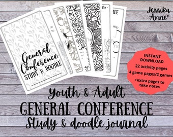 GENERAL CONFERENCE -  Youth & Adult  activity packet - Instant Download - Printable