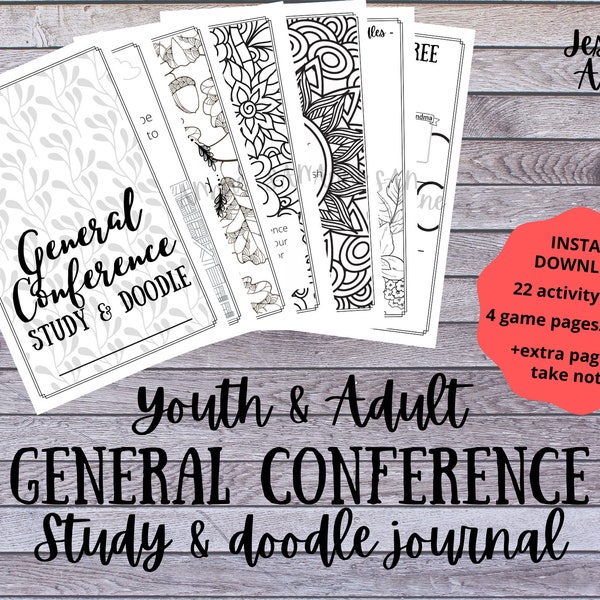 GENERAL CONFERENCE -  Youth & Adult  activity packet - Instant Download - Printable