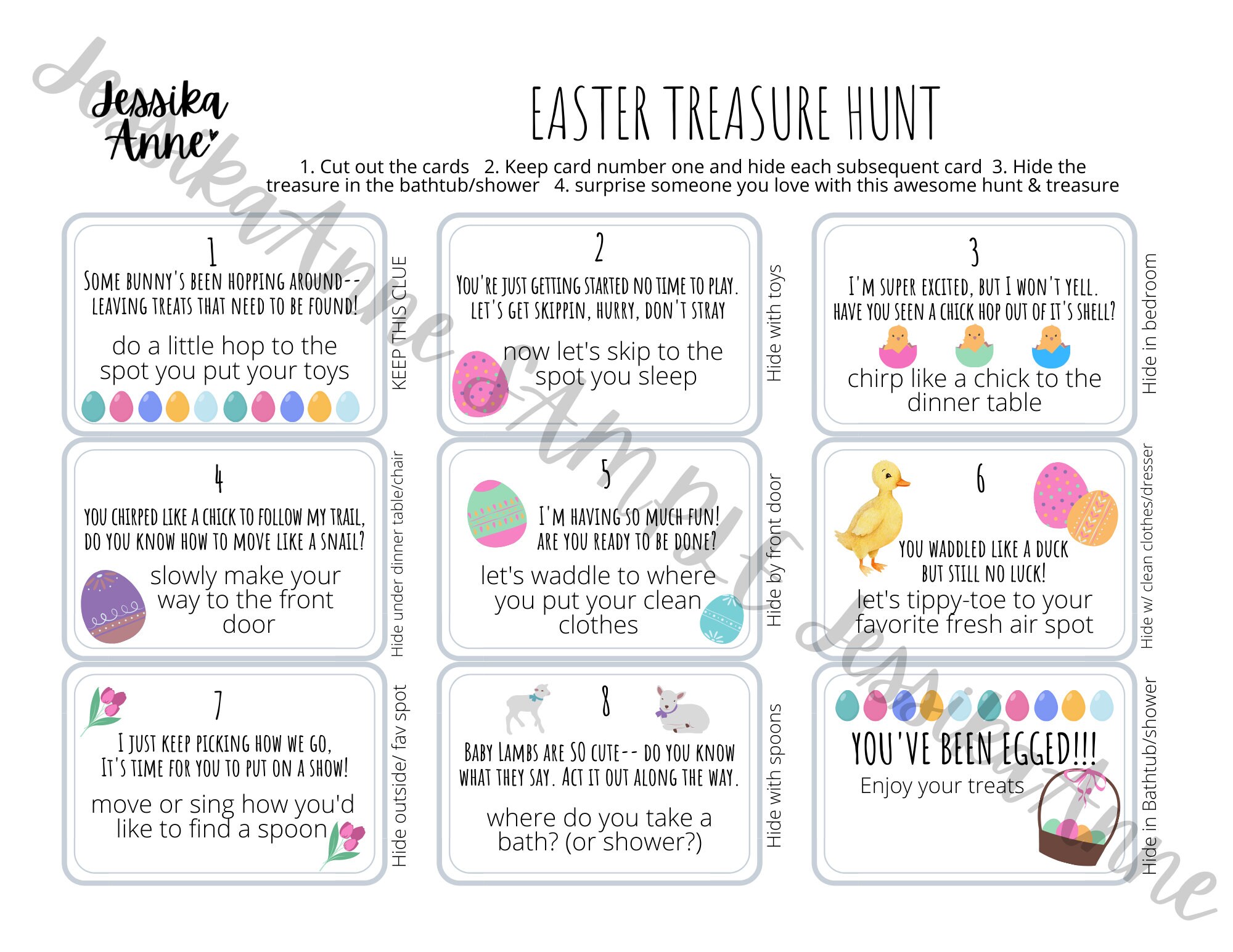 EASTER Treasure Hunt Clues - INSTANT DOWNLOAD - Easter Printable - Kids ...