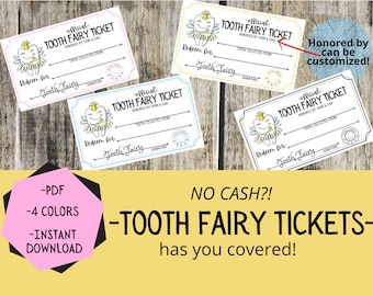 Tooth Fairy Ticket - INSTANT DOWNLOAD - coupon