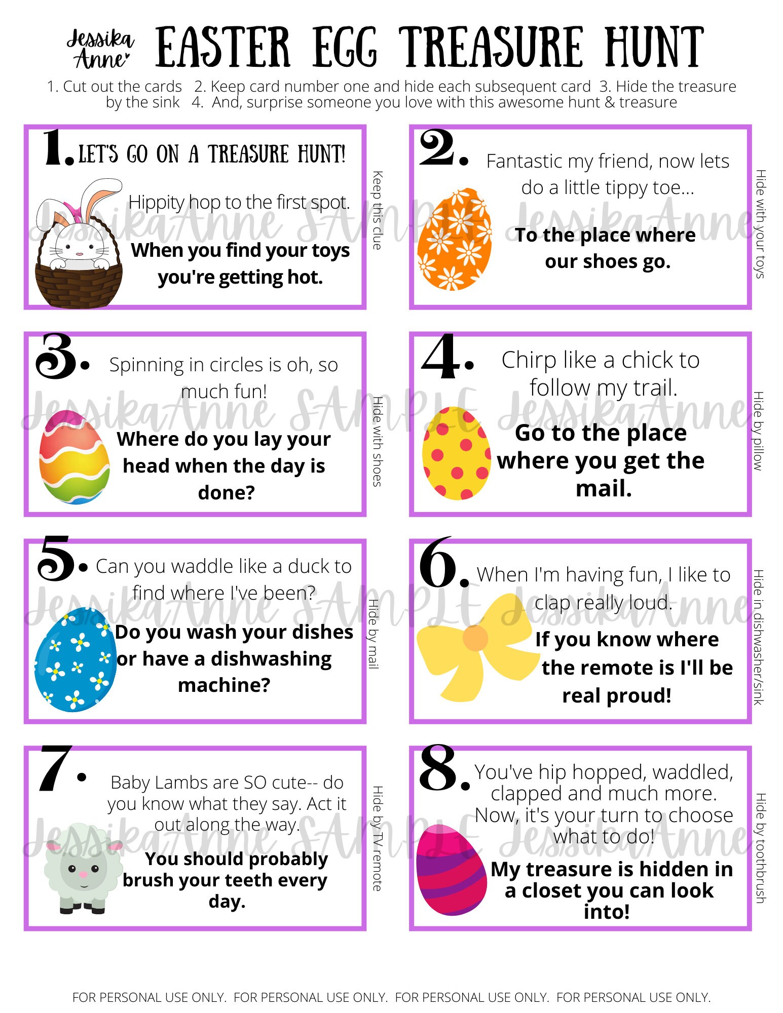 EASTER Treasure Hunt Clues INSTANT DOWNLOAD Easter Printables Kids Activities Etsy