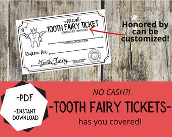 Tooth Fairy Ticket - INSTANT DOWNLOAD - coupon