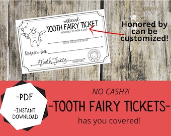 Tooth Fairy Ticket - INSTANT DOWNLOAD - coupon