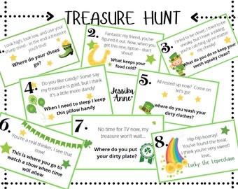 St. Patrick's Day Treasure Hunt Clues – Printable Kids Activity (PDF)