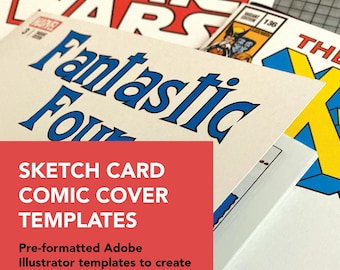 PORTADAS DE CÓMICS Plantillas de portadas de tarjetas de dibujo con logotipos