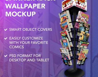 Comic Book Spinner Rack Desktop & Tablet Wallpaper Mockup