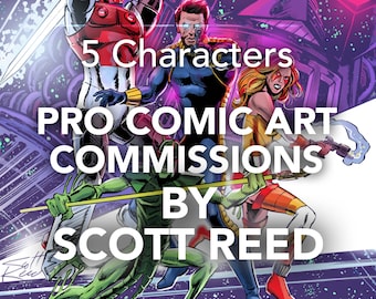 COMIC ART COMMISSION: 5 Characters of Your Choice, Hand-Drawn, Inked & Colored