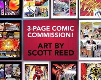 Comic Book 3-PAGE COMMISSION Penciled, Inked, Colored & Lettered