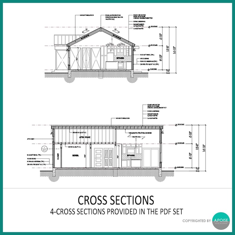 960 SF ADU House Plans – 2 Bed 2 Bath, Modern Small Home (PDF) image 7
