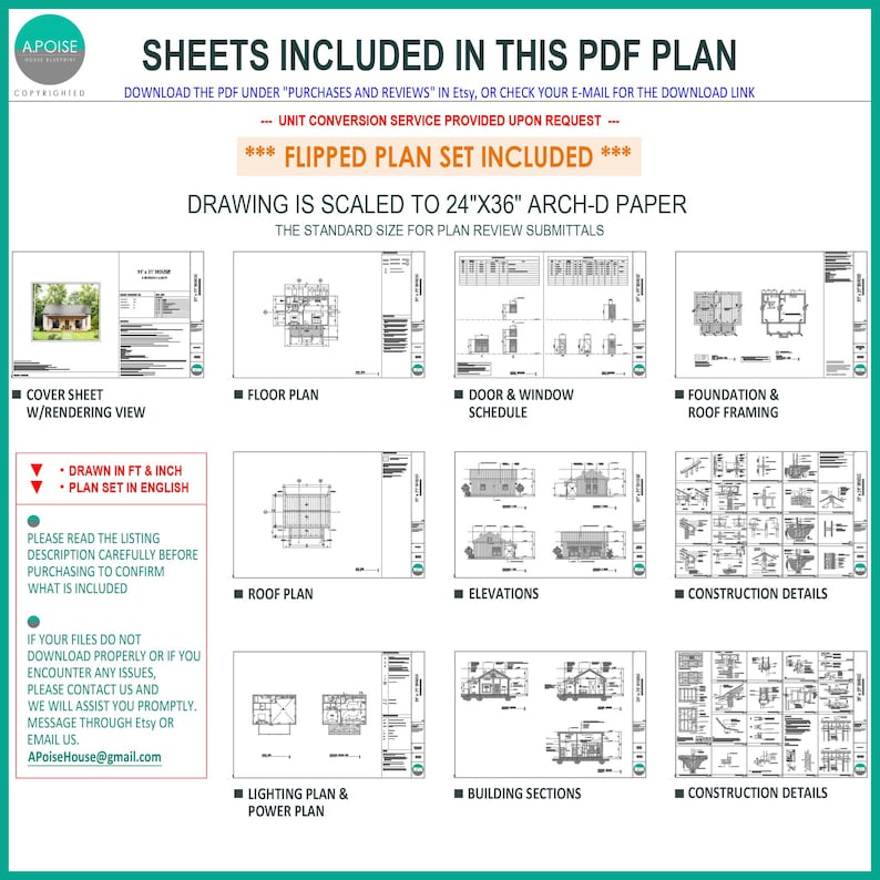 Planos de minicasa de 31'x21' con 1 dormitorio y 1 baño - Plano de planta de la casa - Diseño de vivienda de 651 pies cuadrados, estilo cabaña de campo (descarga en PDF) imagen 6