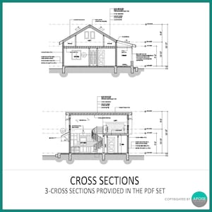 Cabin Plans With Loft 27'x26' House Plan Set - Custom Small House 970SF ...