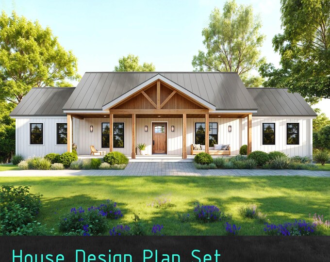 Lakeview House Plans - Open Plan Design - Modern Farmhouse 3 Bed/2 Bath ...