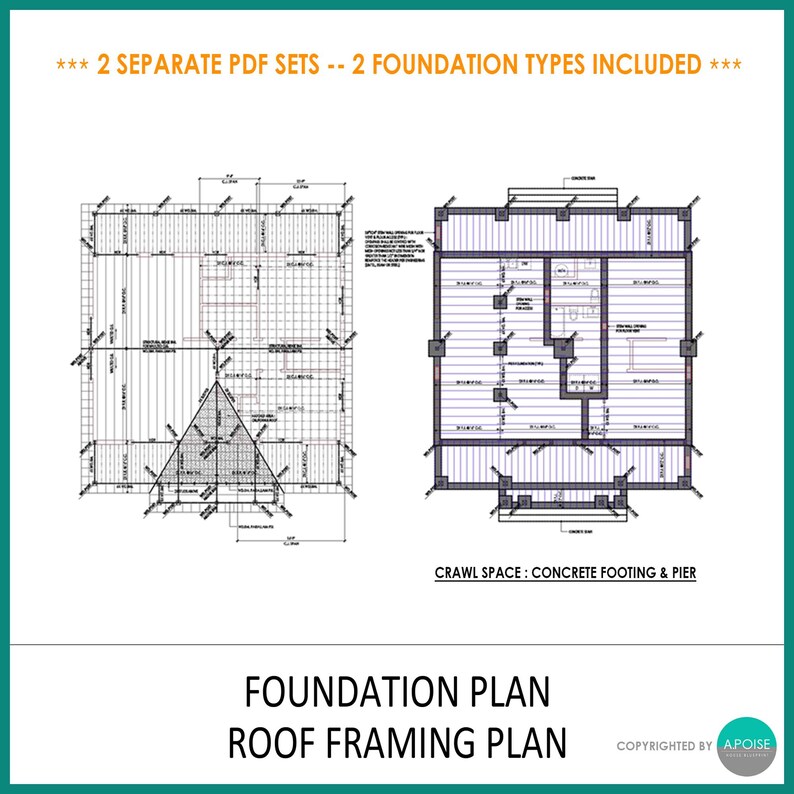 40'x30' 1,200SF Farmhouse Blueprint 2Bed 2Bath Small House Design Architectural Plan - Modern House Floor Plans (PDF Download) image 8
