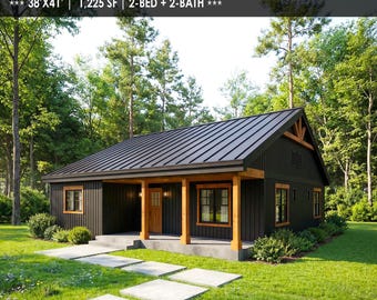 Modern Small House Plans 2bed 2bath Cabin Plan Architectural Plan (PDF Download)