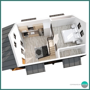 Cabin House Plans With Loft 21'x29' House Plan Set - Custom Tiny House ...