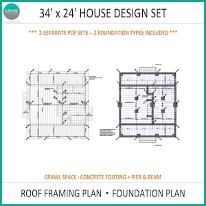 Small House Architectural Plan - Modern Farmhouse Blueprint 1Bed 1.5Bath (PDF Download) image 14