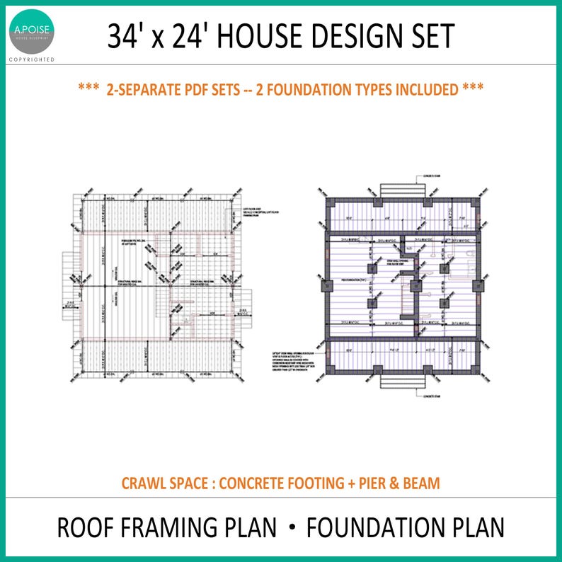 Small House Architectural Plan - Modern Farmhouse Blueprint 1Bed 1.5Bath (PDF Download) image 14