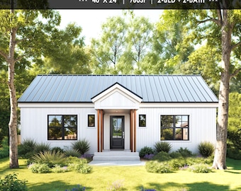 40'x24' Small House plan 960SF 2 Bedroom 2 Bath ADU Floor Plans Blueprint - Custom Design Home (PDF Download)