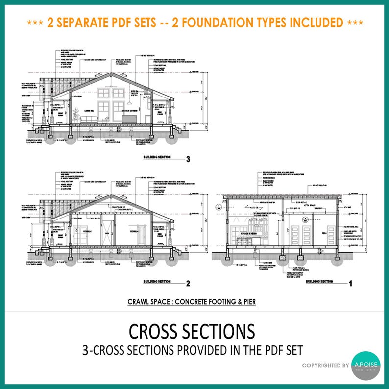 40'x30' 1,200SF Farmhouse Blueprint 2Bed 2Bath Small House Design Architectural Plan - Modern House Floor Plans (PDF Download) image 10