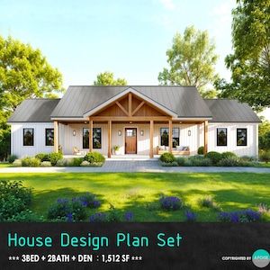 Plans de ferme - Ensemble de plans architecturaux de maison 3 chambres 56'x27' - Plan de maison personnalisé de 1500 pieds carrés