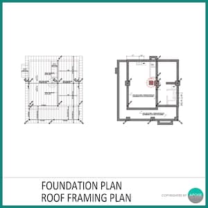 Black Modern Cabin Plans - Custom Small House 970SF Cabin Blueprint ...