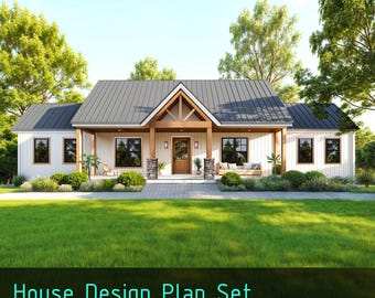 House Plans 3Bedroom 2Bath Farmhouse Design Plans - 56&#39; x 27&#39; Custom 1,512SF Modern Ranch House Blueprint