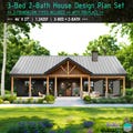 46'x27' 3bed 2bath - 1,242SF Farmhouse Plans Small House - Custom Home Floor Plan Cottage House Blueprint (PDF Download)