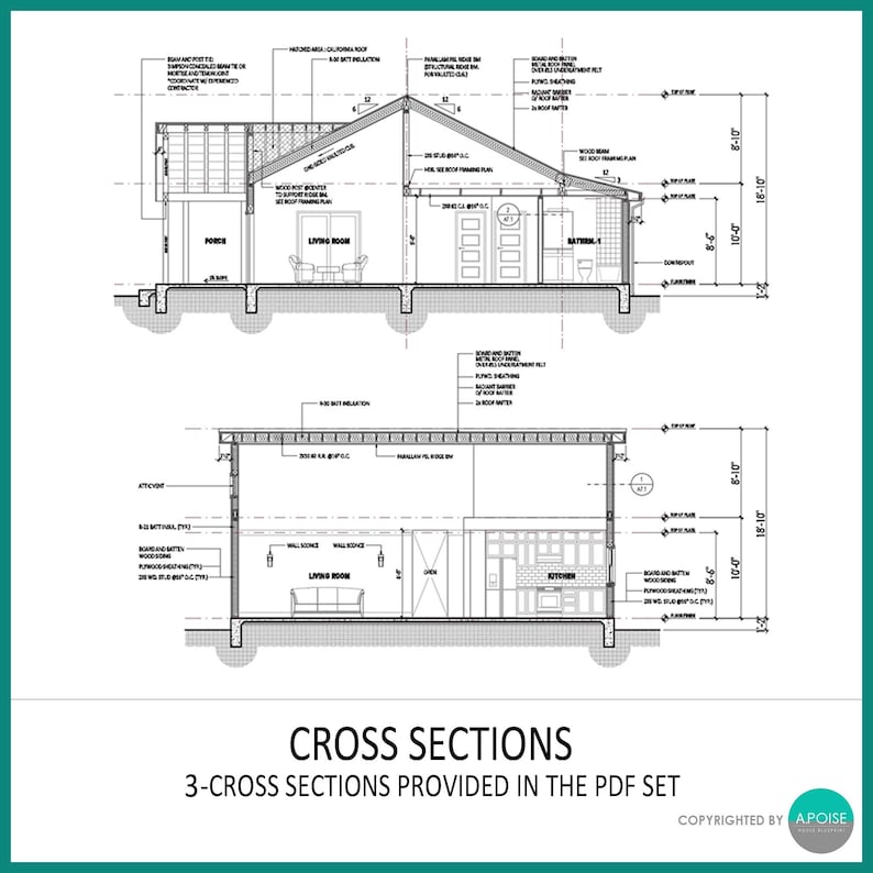 38'x38' Farmhouse Cottage House Plan: 3 Bed, 2 Bath, 1444 SF ...