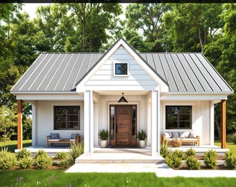 Tiny House Plans 2bed 2bath House W/Porch Floor Plans House Design Plans - Custom Home Plan 1,026SF ADU Small Cabin Plans Blueprint