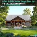 40'x30' 1,200SF Farmhouse Blueprint 2Bed 2Bath Small House Design Architectural Plan - Modern House Floor Plans (PDF Download)