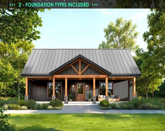 Projekt domu wiejskiego o powierzchni 40'x30' i powierzchni 110 m² z 2 sypialniami i 2 łazienkami. Projekt architektoniczny małego domu. Nowoczesne plany pięter (do pobrania w formacie PDF)