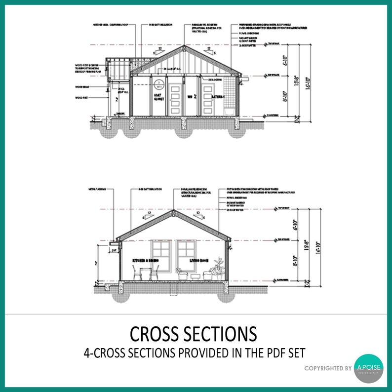 960 SF ADU House Plans – 2 Bed 2 Bath, Modern Small Home (PDF) image 8